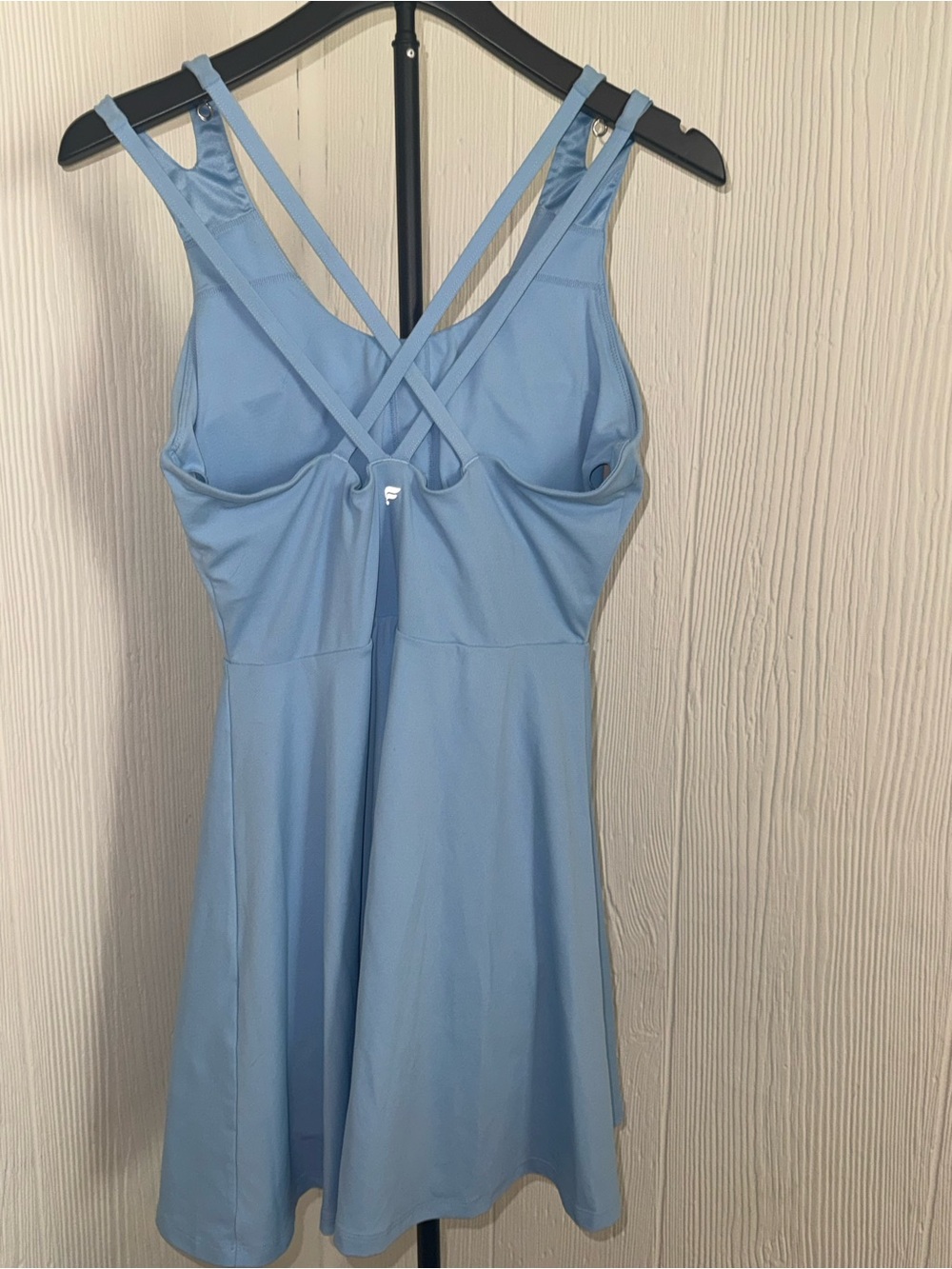 Fabletics Light Blue Strappy Fit & Flare Athletic Dress with Shorts and Pockets - Picture 2 of 5